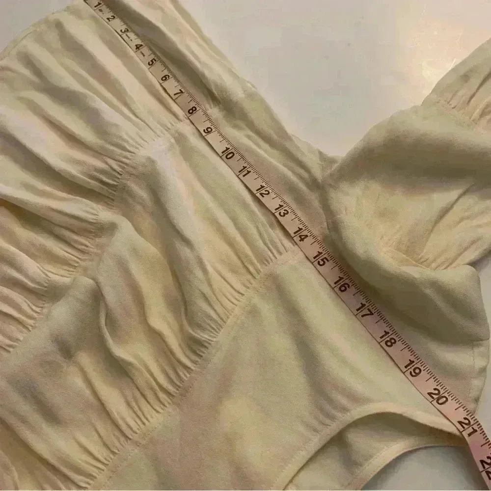 Madewell Tiered Button-Back Cream Blouse Women's XXS - Picture 7 of 11